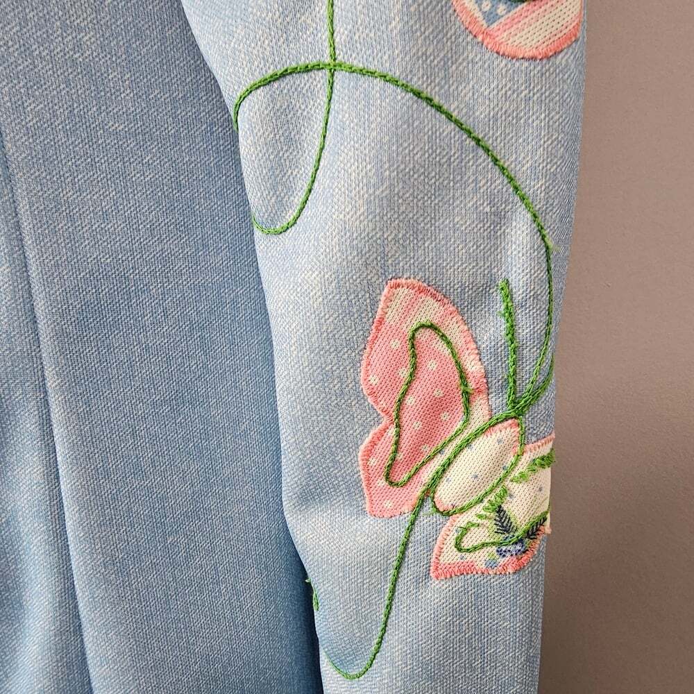 Vintage Embroidered Patchwork Blue Leisure Suit - Picture 5 of 13